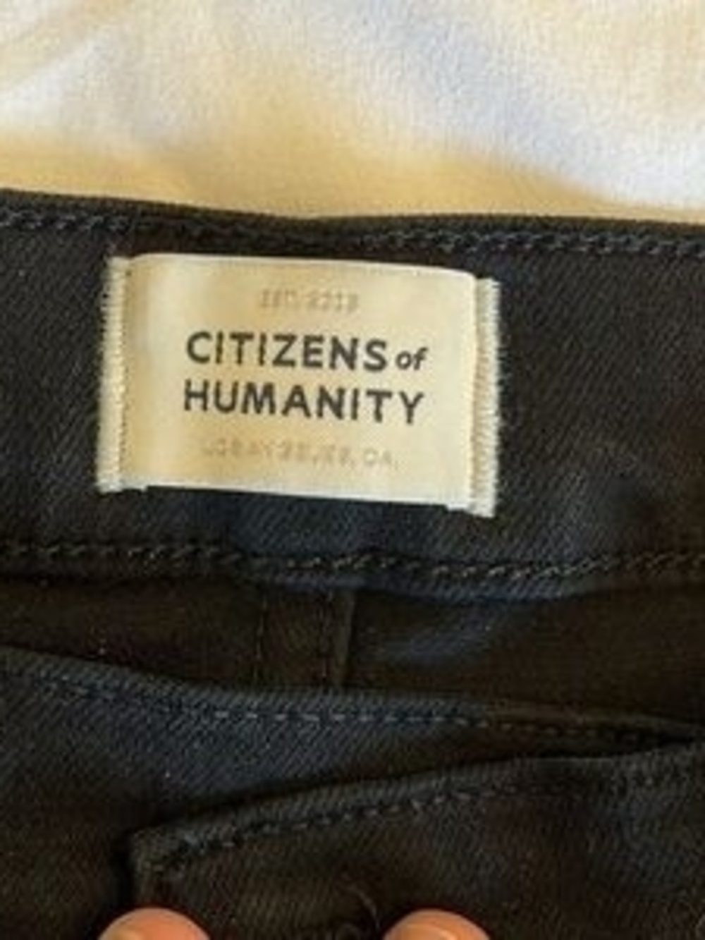 Citizens Of Humanity Black Denim Jeans with Leather Patch - Picture 7 of 11